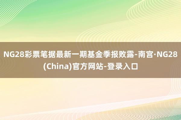 NG28彩票笔据最新一期基金季报败露-南宫·NG28(China)官方网站-登录入口