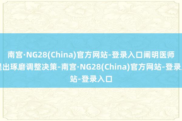 南宫·NG28(China)官方网站-登录入口阐明医师的提出琢磨调整决策-南宫·NG28(China)官方网站-登录入口