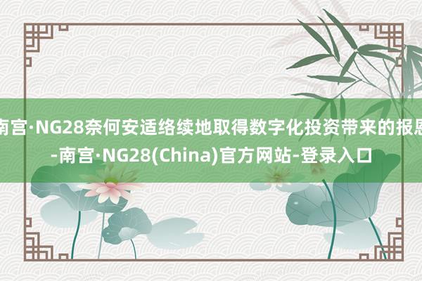南宫·NG28奈何安适络续地取得数字化投资带来的报恩-南宫·NG28(China)官方网站-登录入口