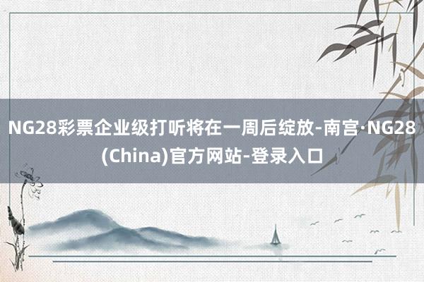 NG28彩票企业级打听将在一周后绽放-南宫·NG28(China)官方网站-登录入口